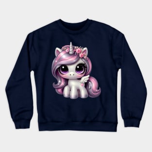 Pink glitter pony unicorn Crewneck Sweatshirt